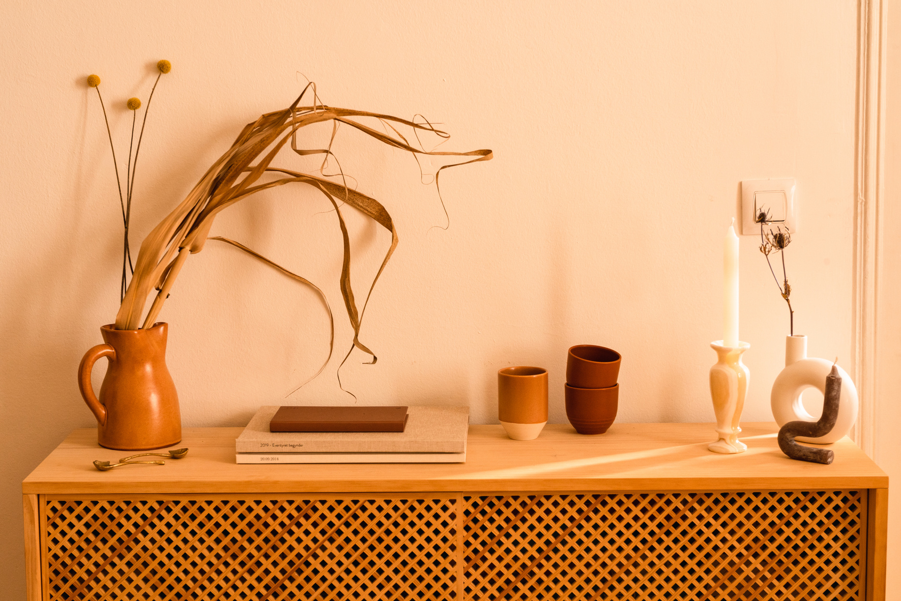 Minimalist Decoration on Wooden Shelf